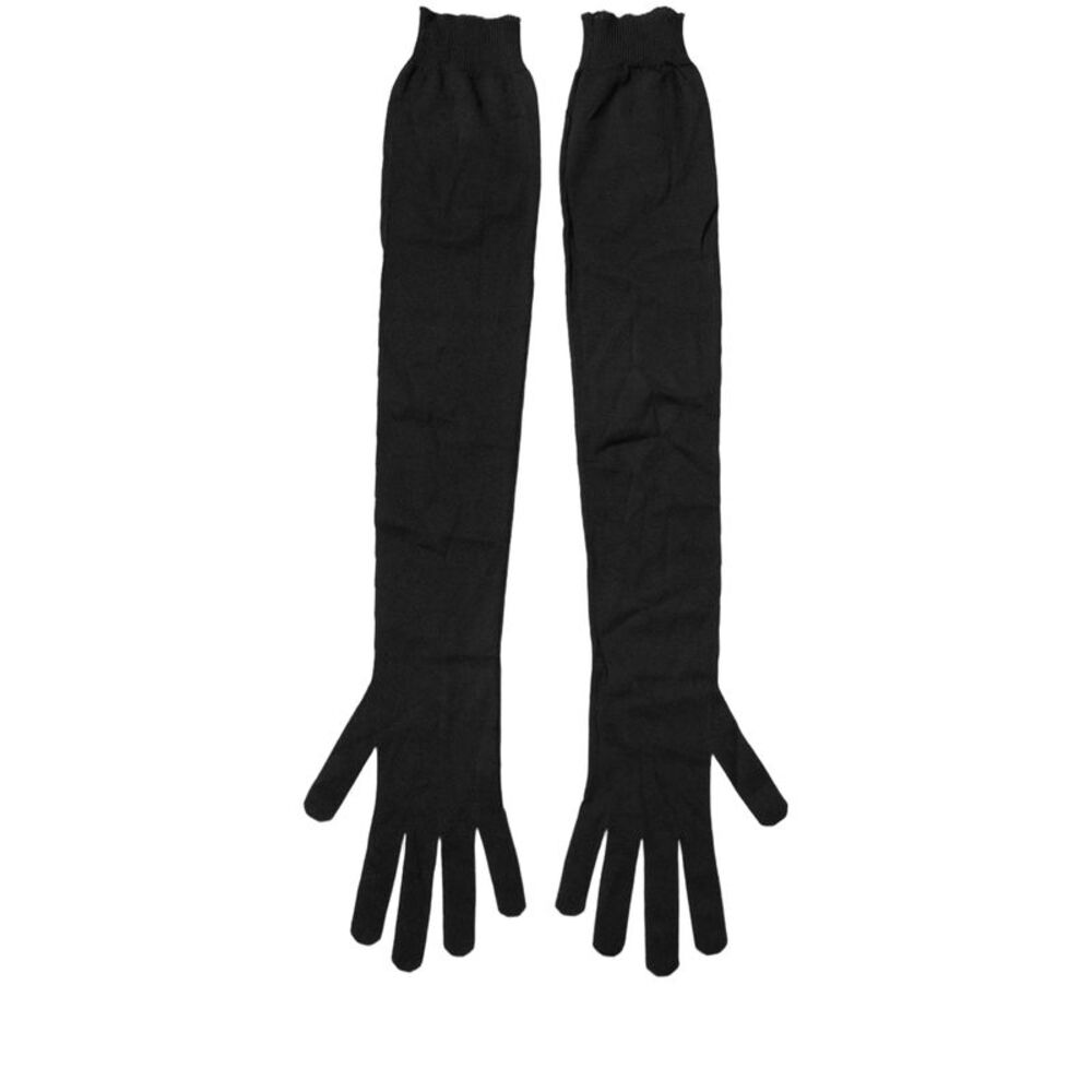 Dolce & Gabbana Black Polyester Long Elbow Length Men's Gloves